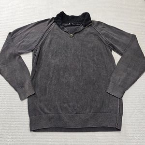Men's Black Gray Furry collar lightweight sweater‎ Size XXL
